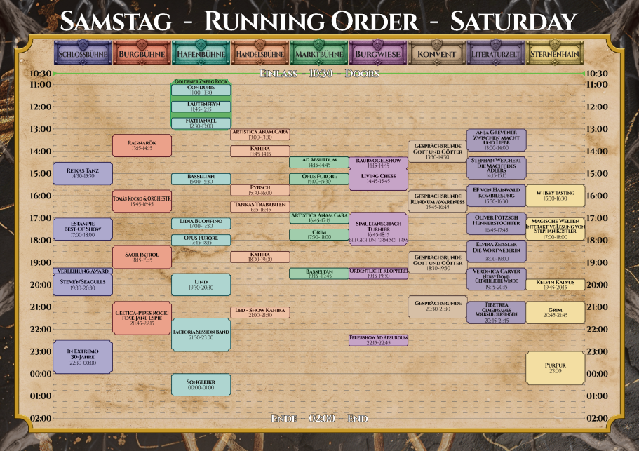 Festival-Mediaval Running-Order Samstag Festival-Mediaval Running-Order Samstag